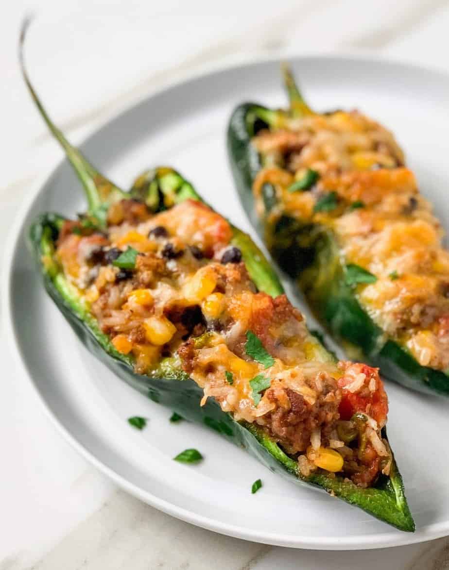 peppers stuffed with ground beef and seasoning. 