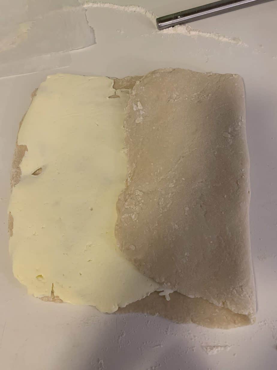 kringle dough folding over butter