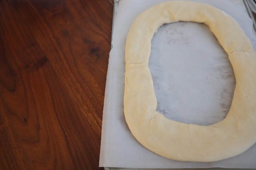 kringle ring on parchment paper 
