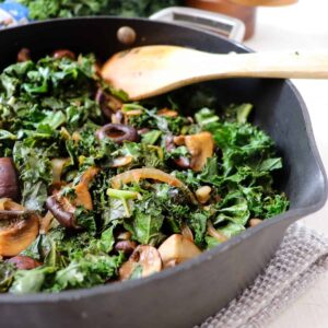 balsamic kale with mushrooms featured