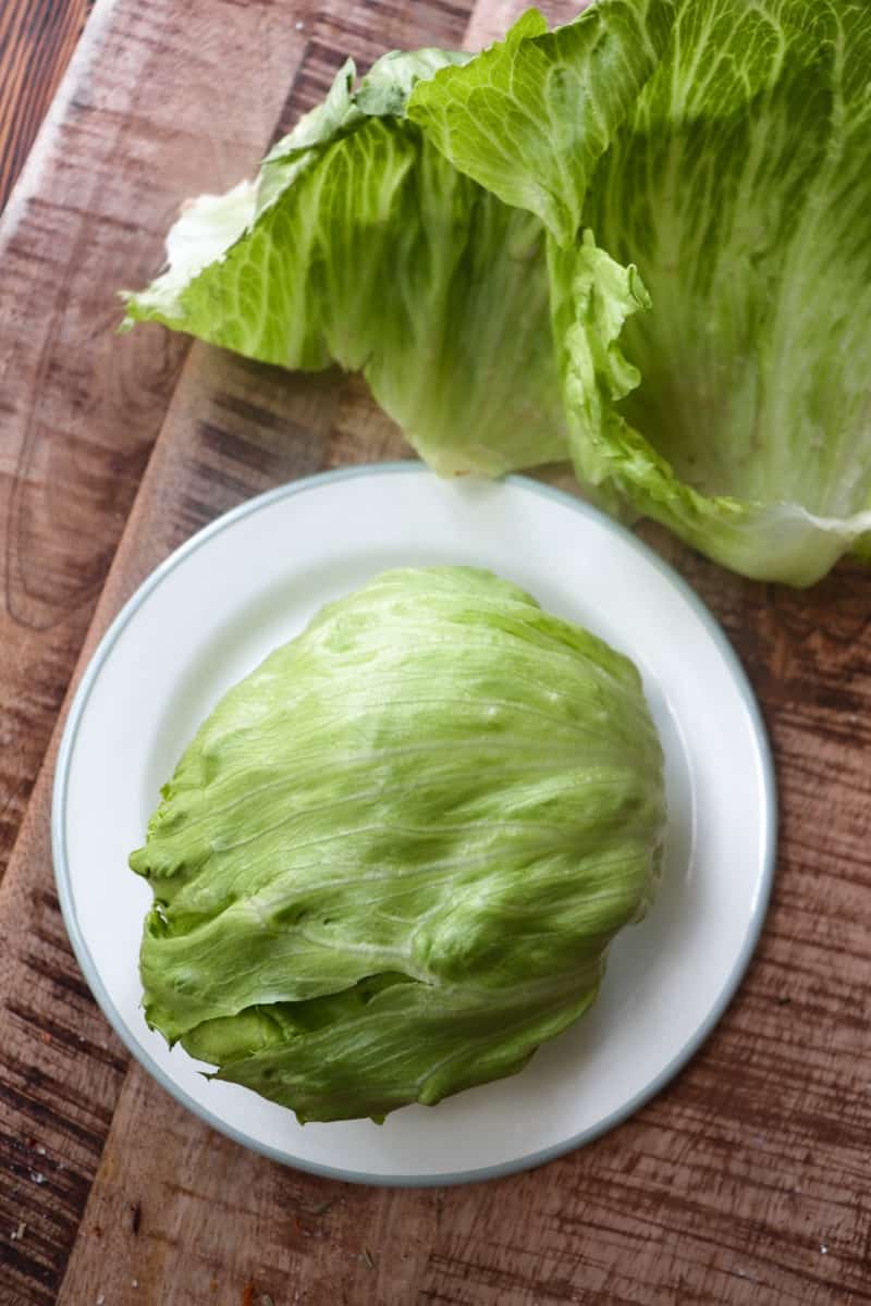outer leaves removed from iceberg lettuce.