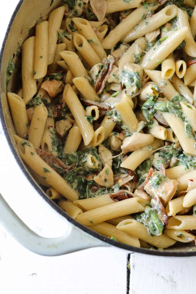 Chicken Spinach Alfredo Pasta with Bacon - Season & Thyme