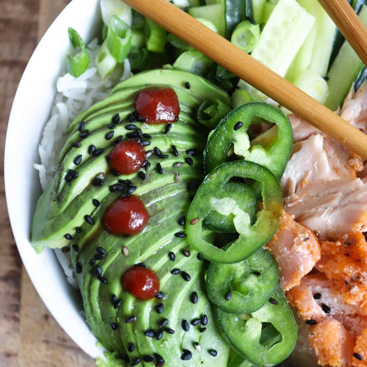 Cooked Salmon Poke Bowl - Season & Thyme