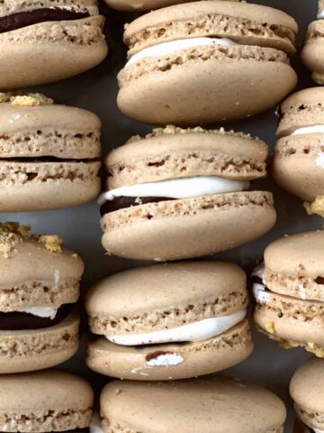 smores macarons all stacked close.