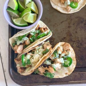 spicy chopped chicken tacos featured