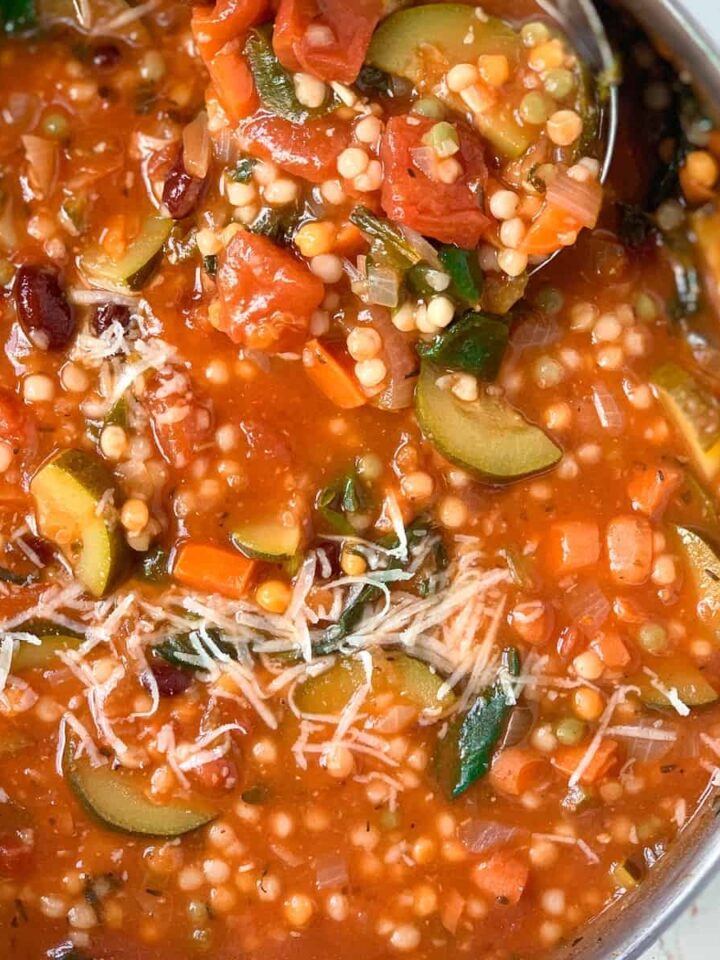vegetable minestrone with israeli couscous featured