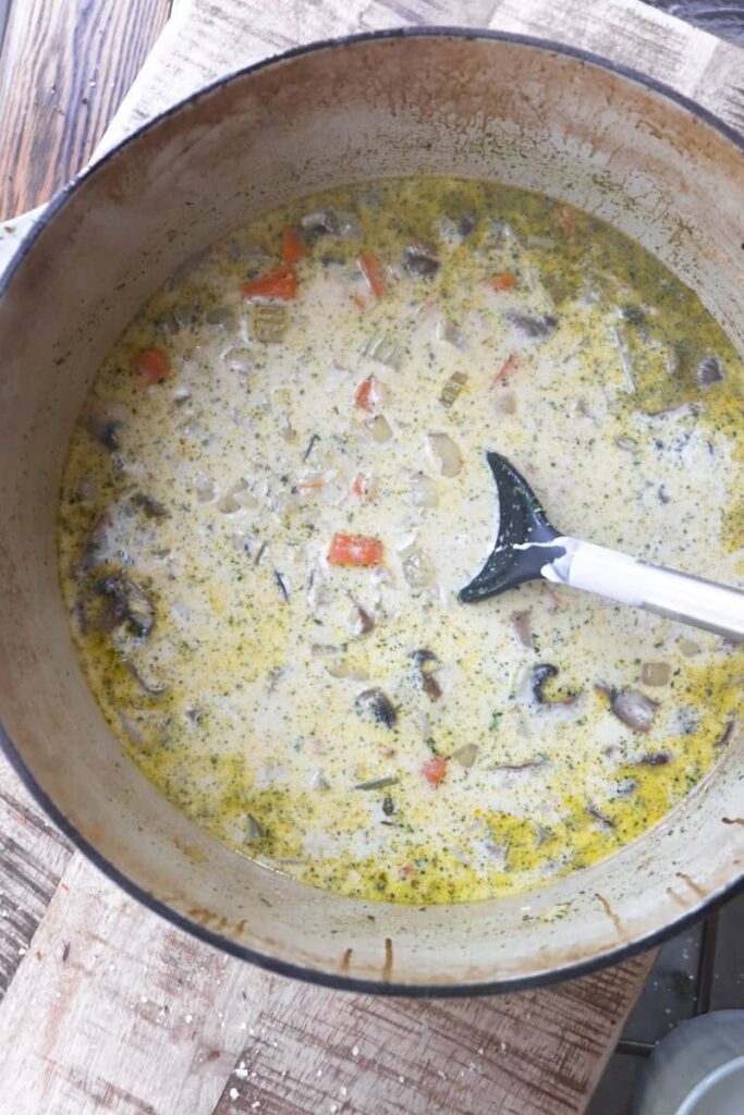 vegetarian rice soup process 3