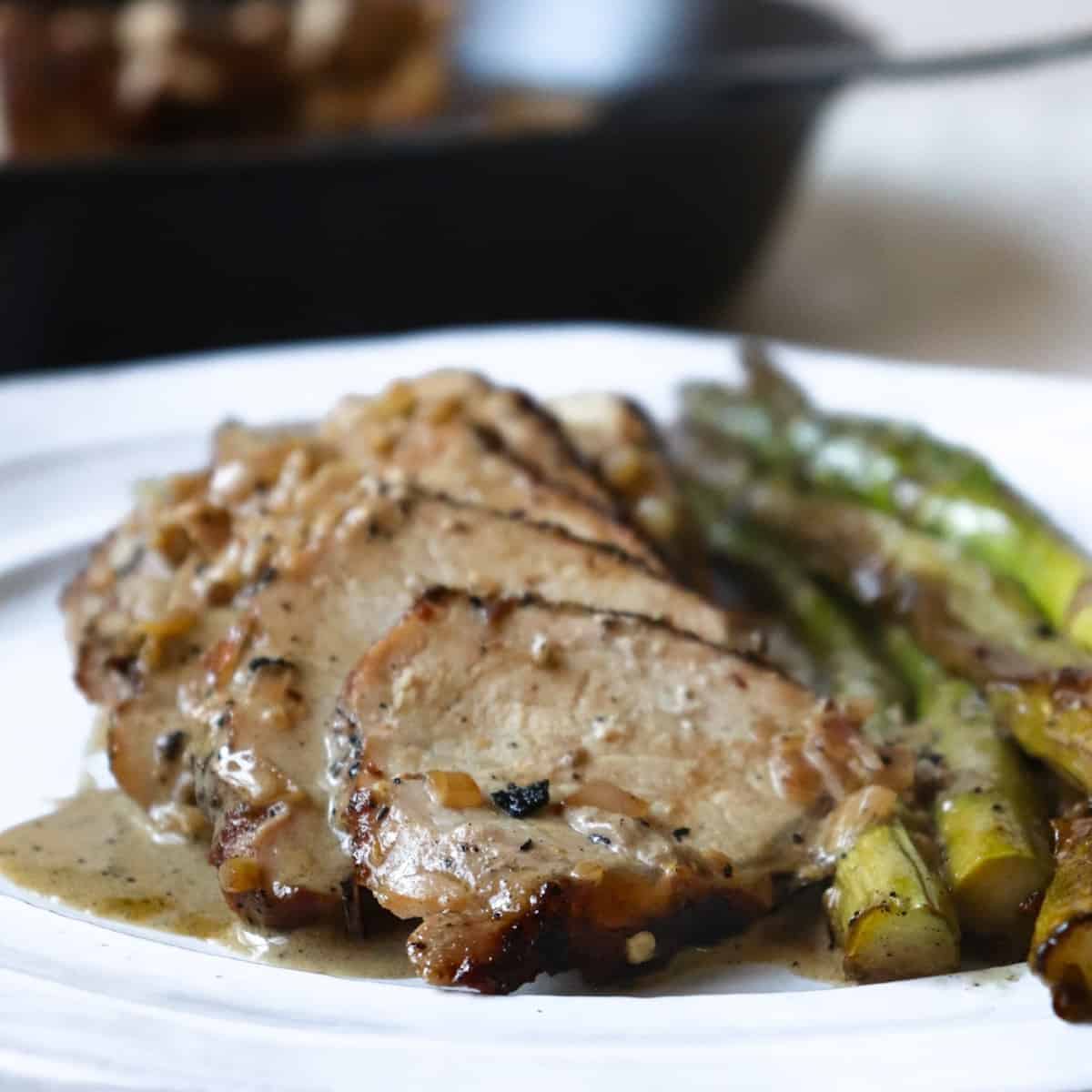 Roasted Pork Tenderloin with Red Wine Shallot Confit, spring dinner · Thyme  for Cooking