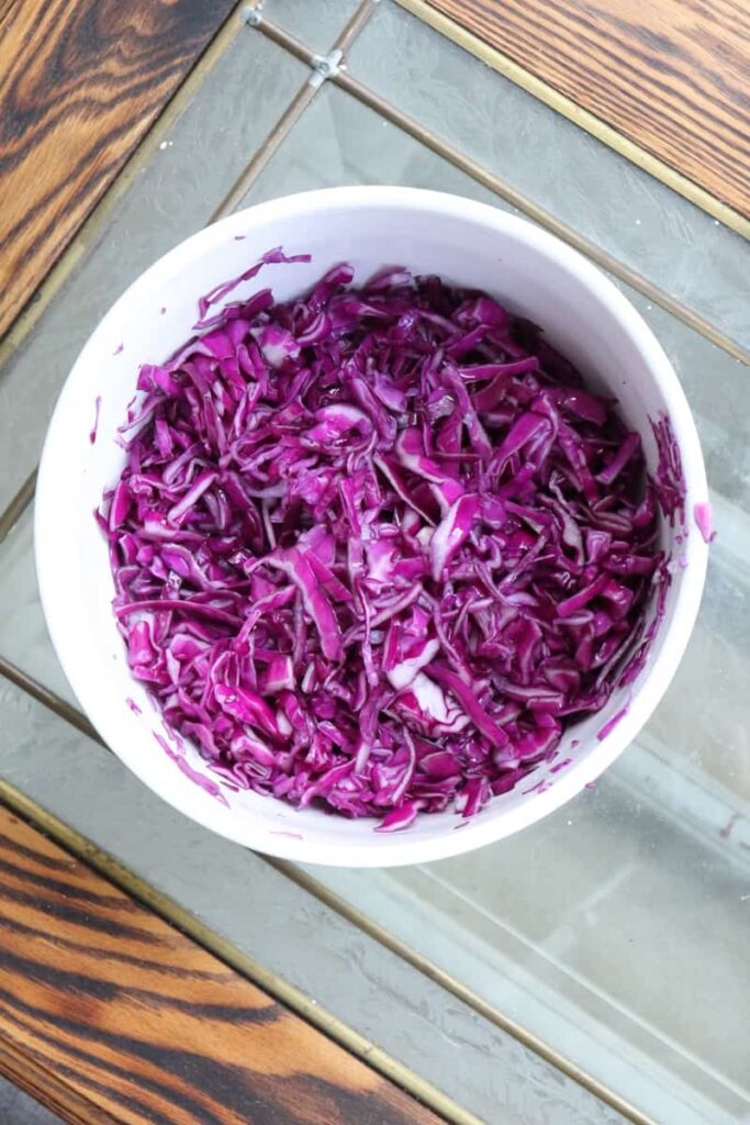 sliced red cabbage