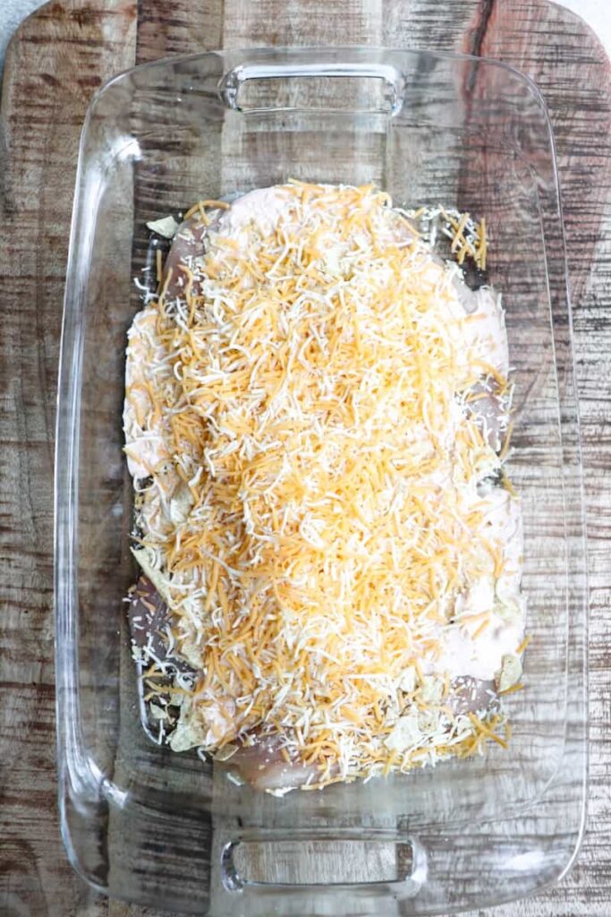 taco chicken casserole prep