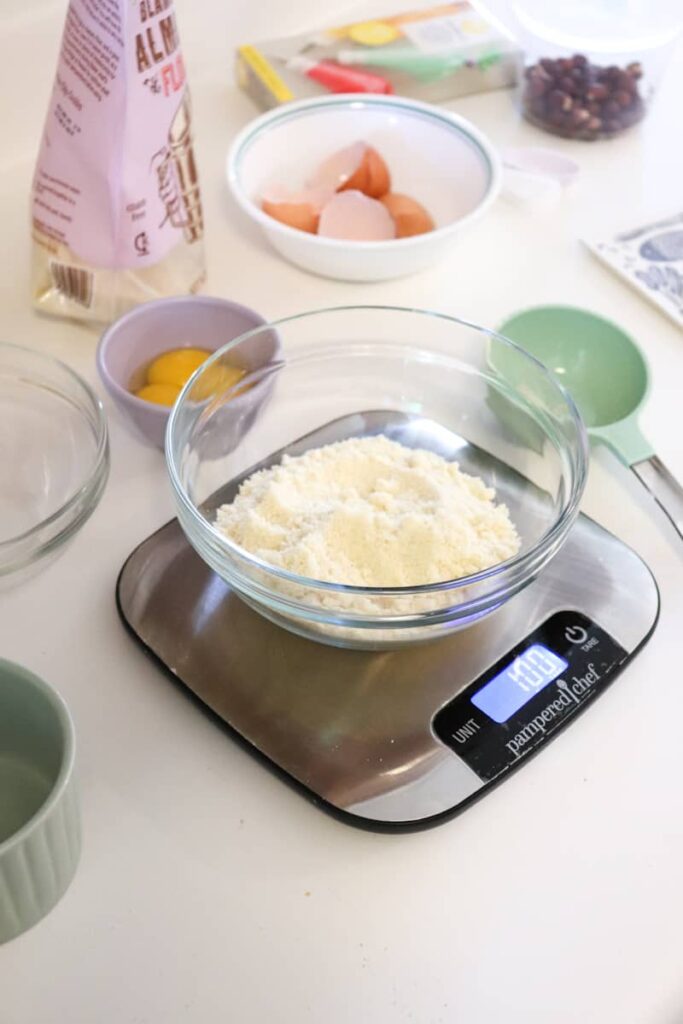 ingredients shown being measured on a food scale