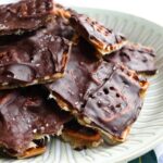 christmas crack with pretzels on a plate