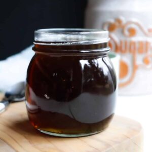 demerara simple syrup in a glass jar