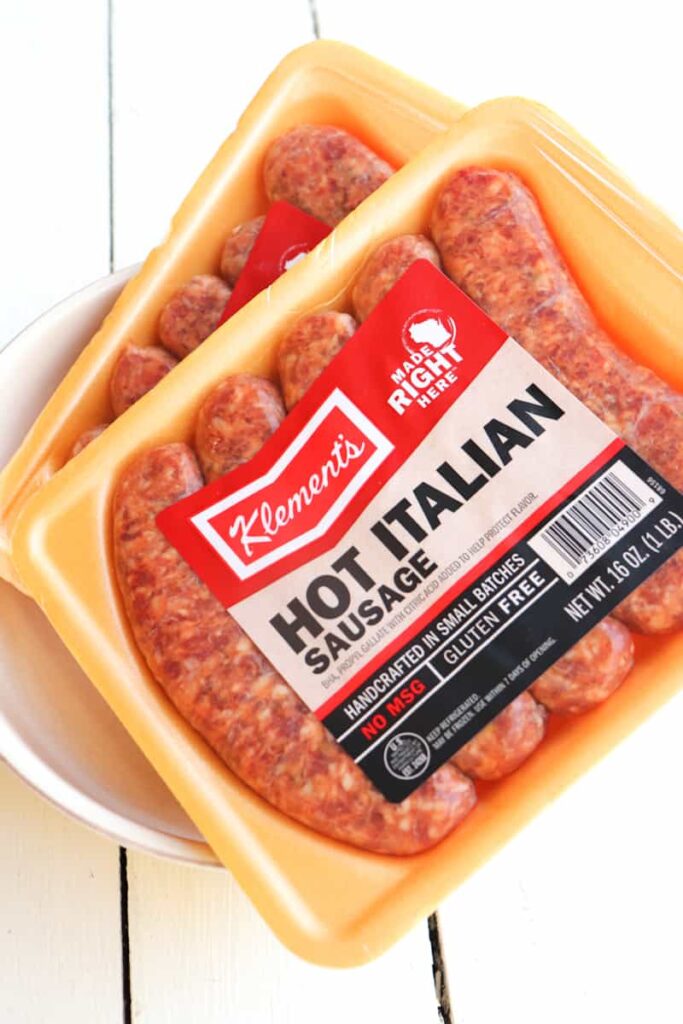 italian sausages wrapped in their original packaging