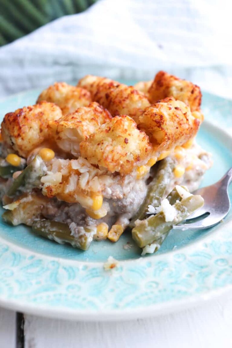 Green Bean Tater Tot Casserole with Ground Beef Season & Thyme