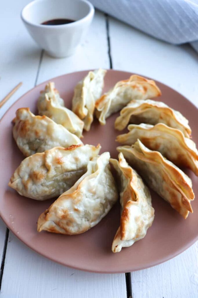 plated air fried potstickers