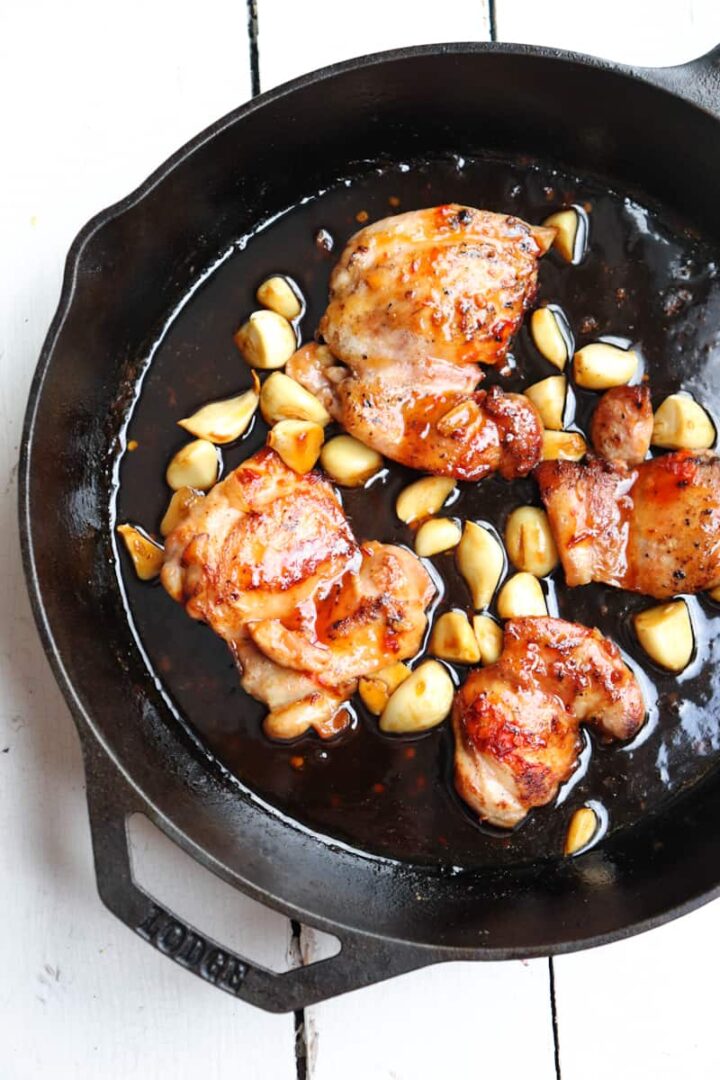 Cast Iron Chicken Thighs with Garlic Season & Thyme