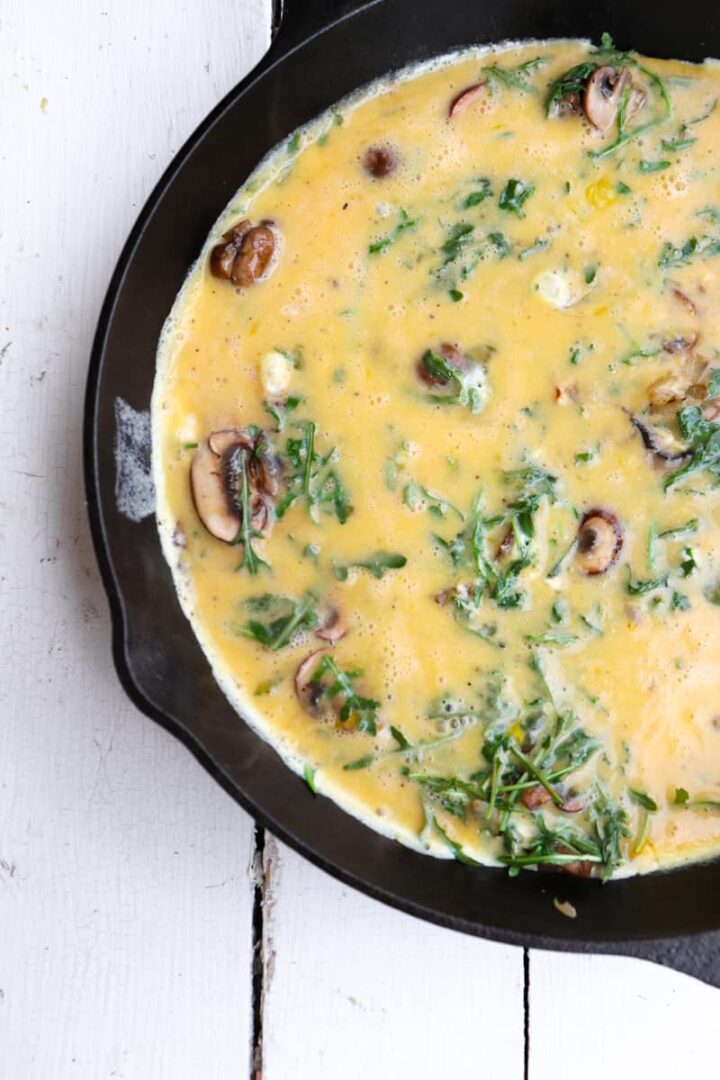 Arugula, Mushroom, And Goat Cheese Frittata (Low Carb) - Season & Thyme