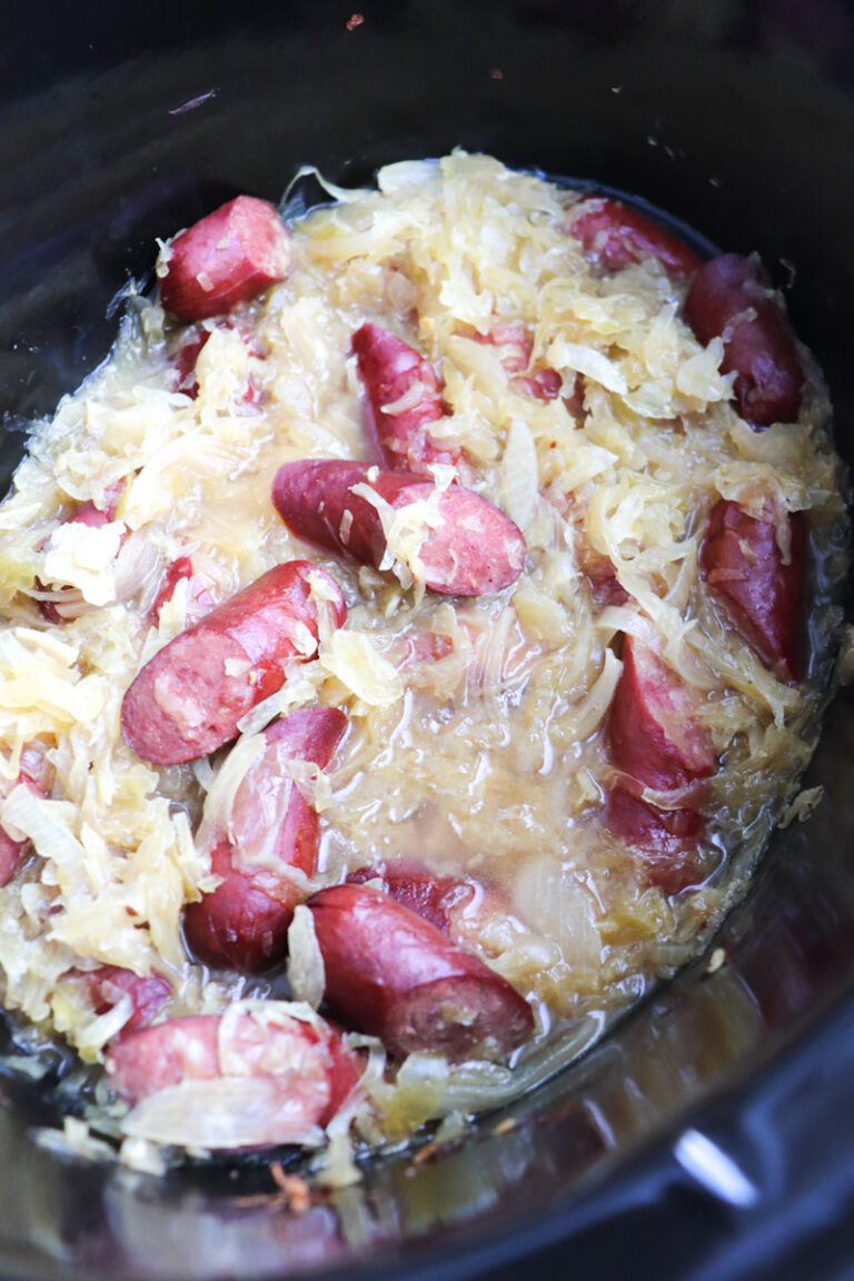 Easy Slow Cooker Kielbasa and Sauerkraut - Season & Thyme