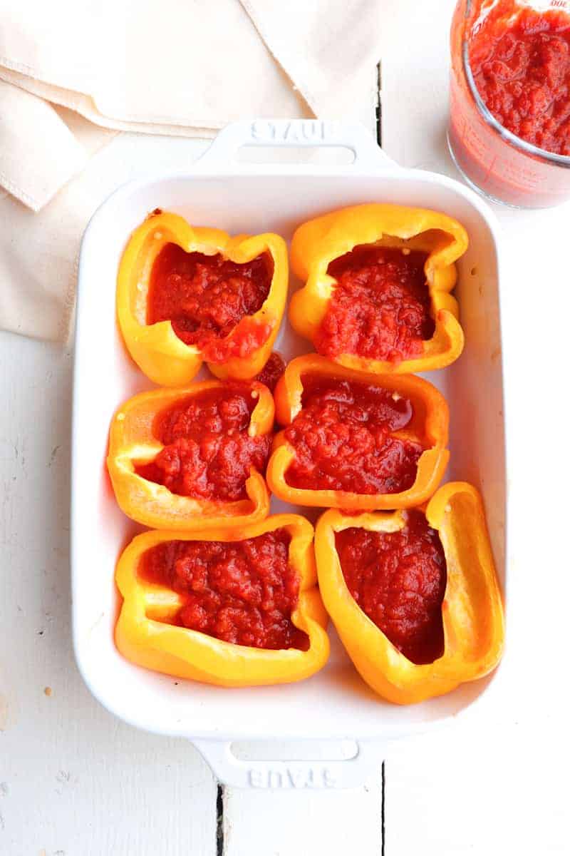 stuffed bell peppers with red sauce