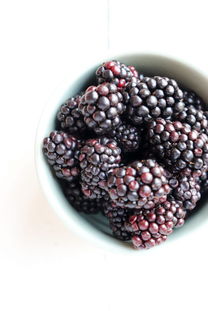 bowl of fresh blackberries up close