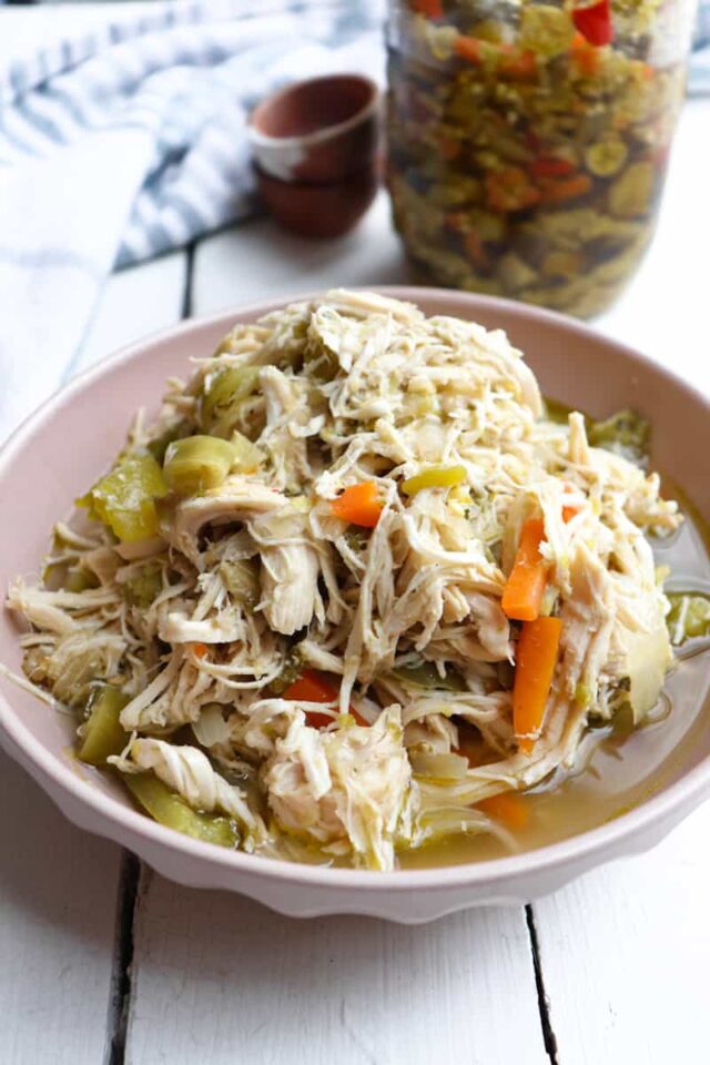 Crockpot Chicken Giardiniera Sandwiches - Season & Thyme