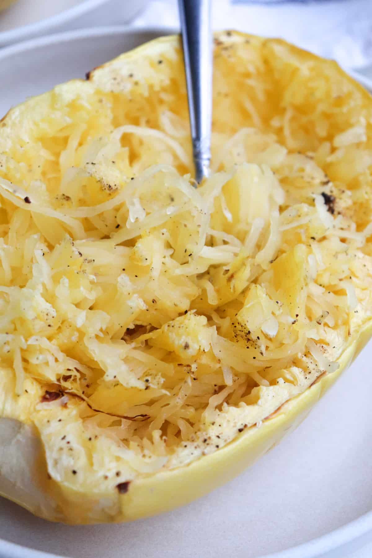 spaghetti squash that has been air fried and shredded.