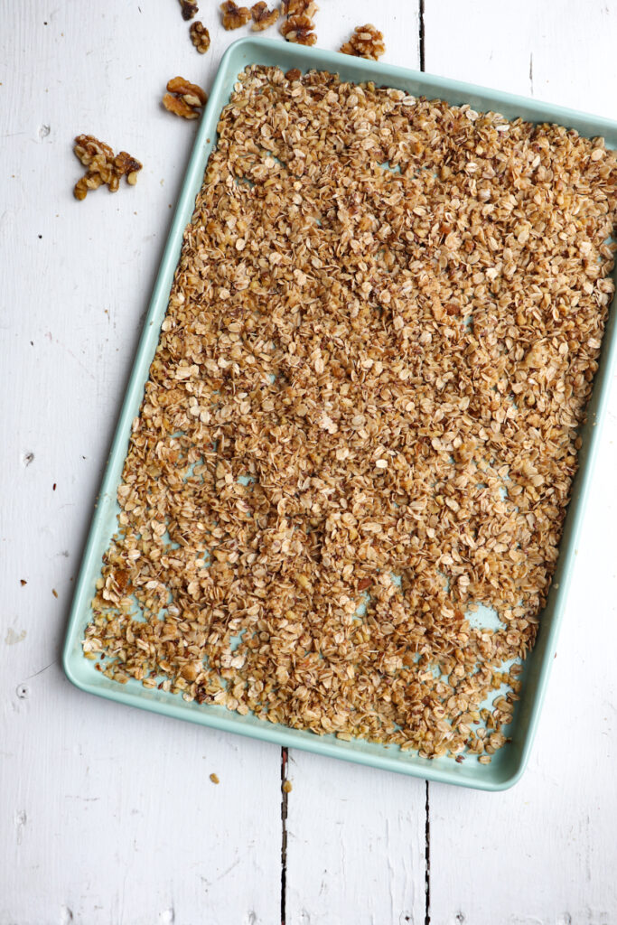 granola ready to go in the oven