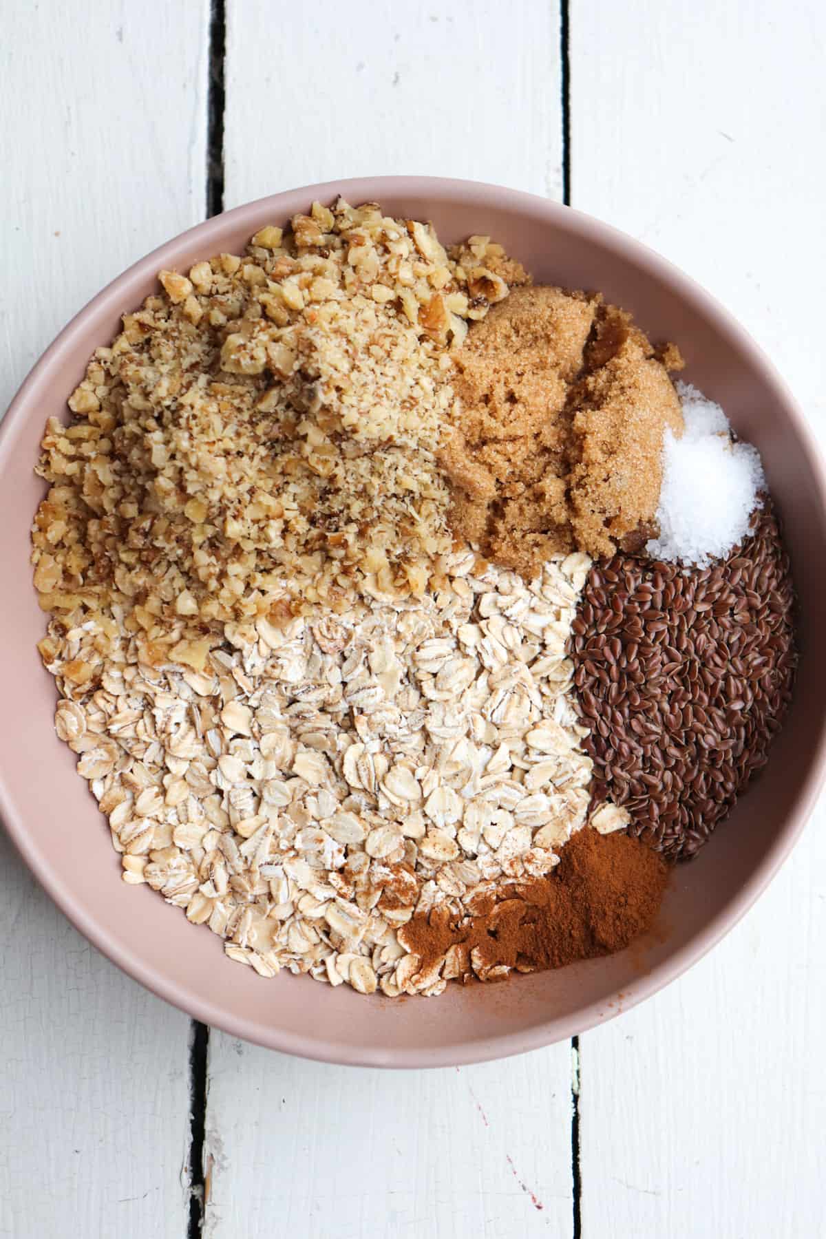 dry granola ingredients in a bowl