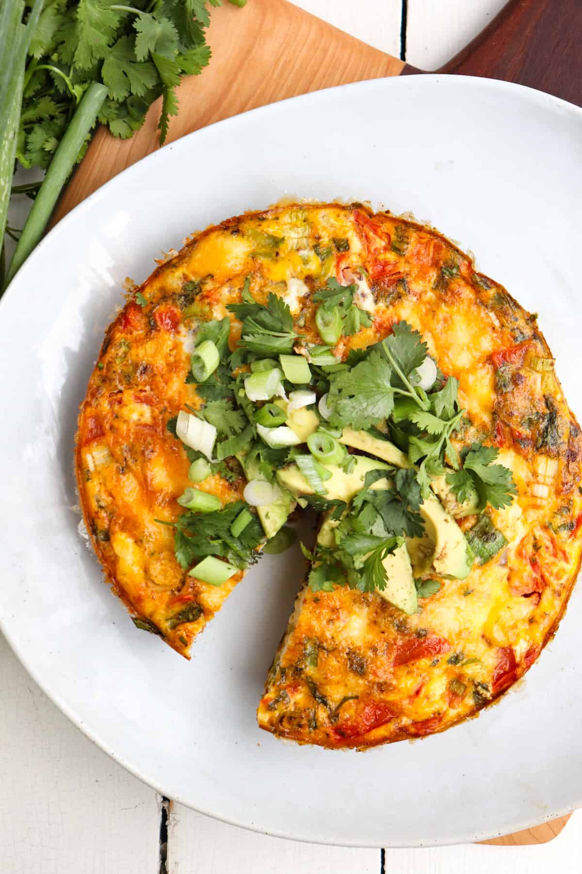 plated frittata on white dish.