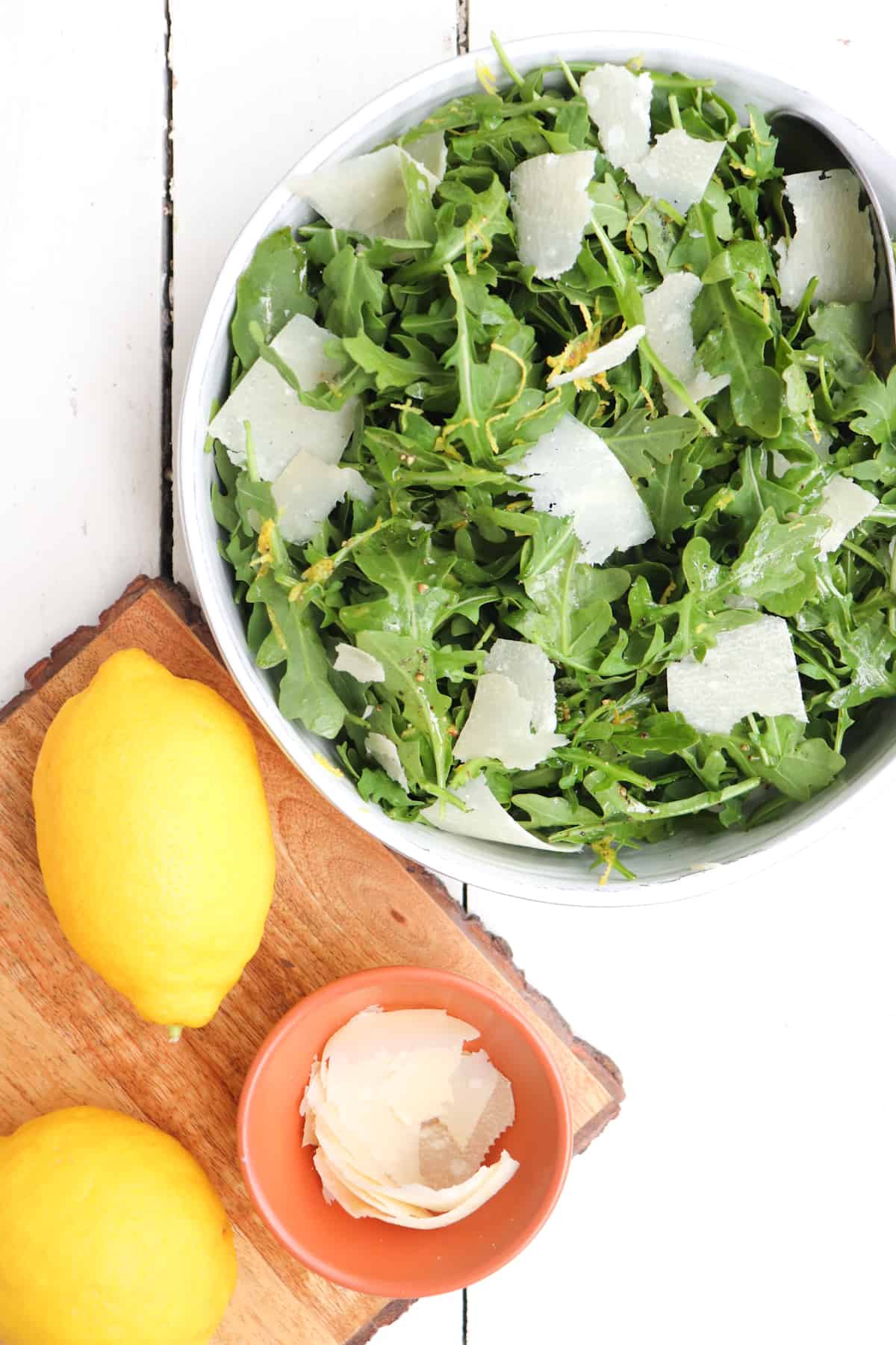 salad with dressing ingredients in the lower corner.