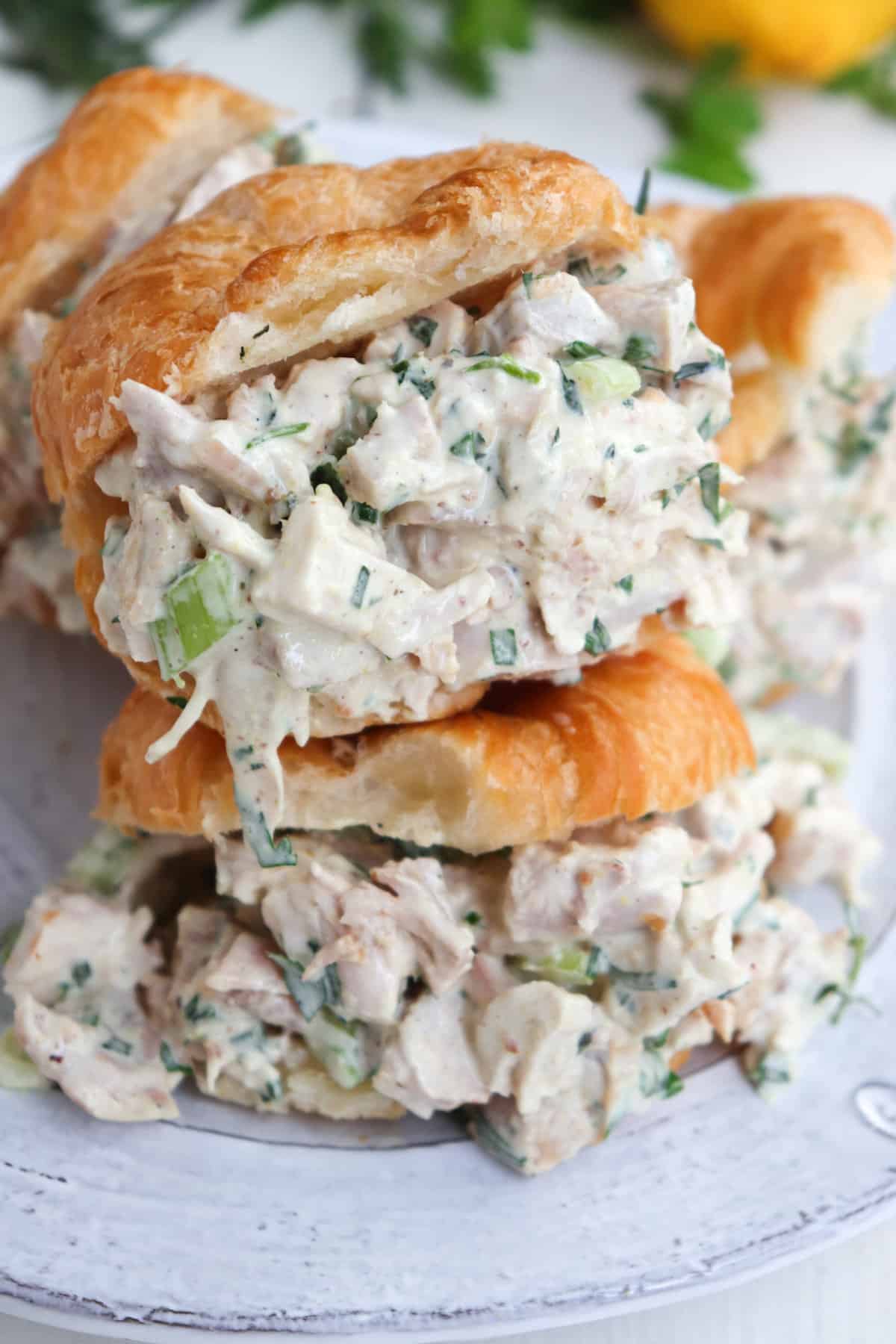 lemon tarragon chicken salad on croissants.