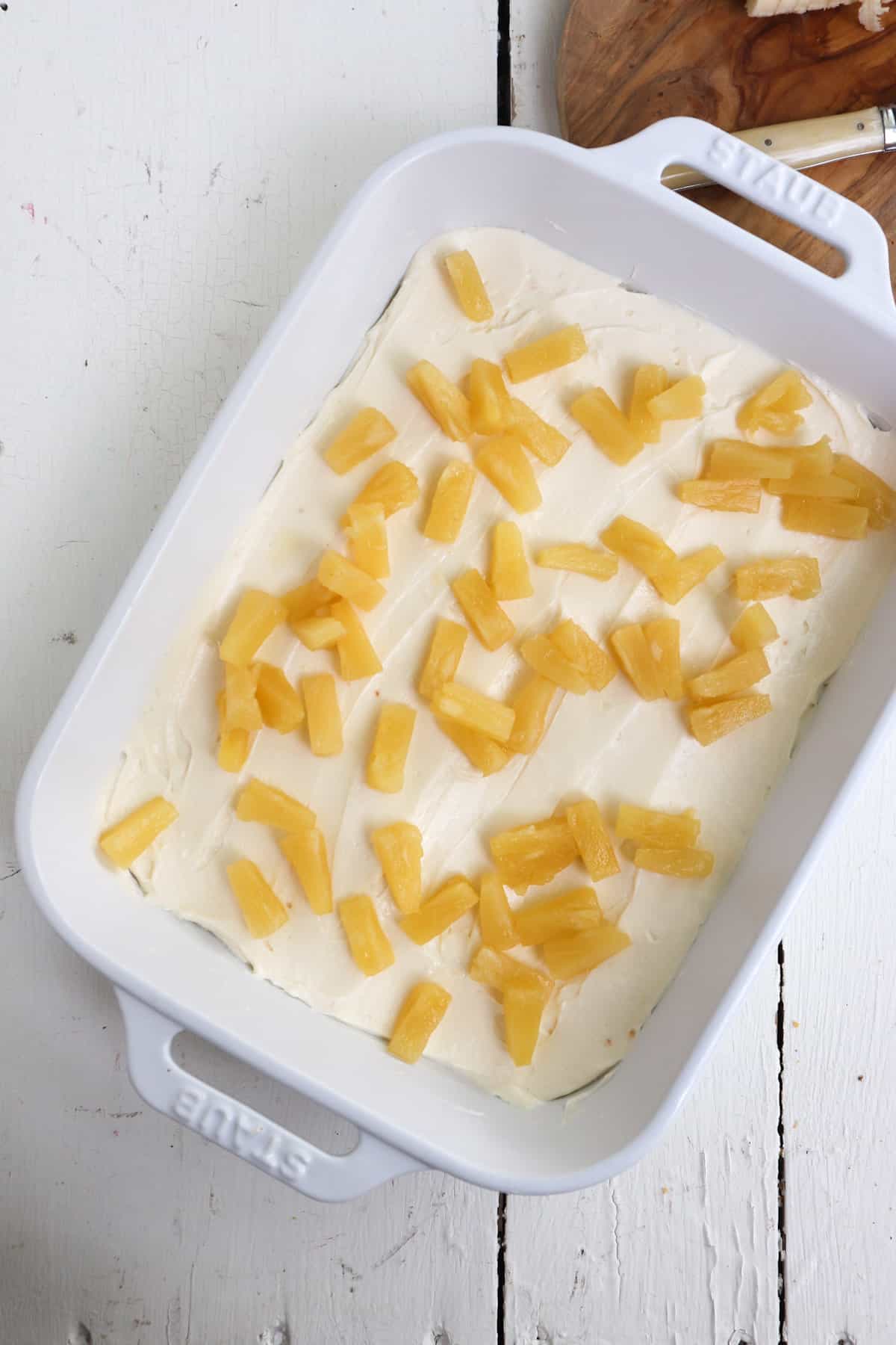 pineapple layer in dish.