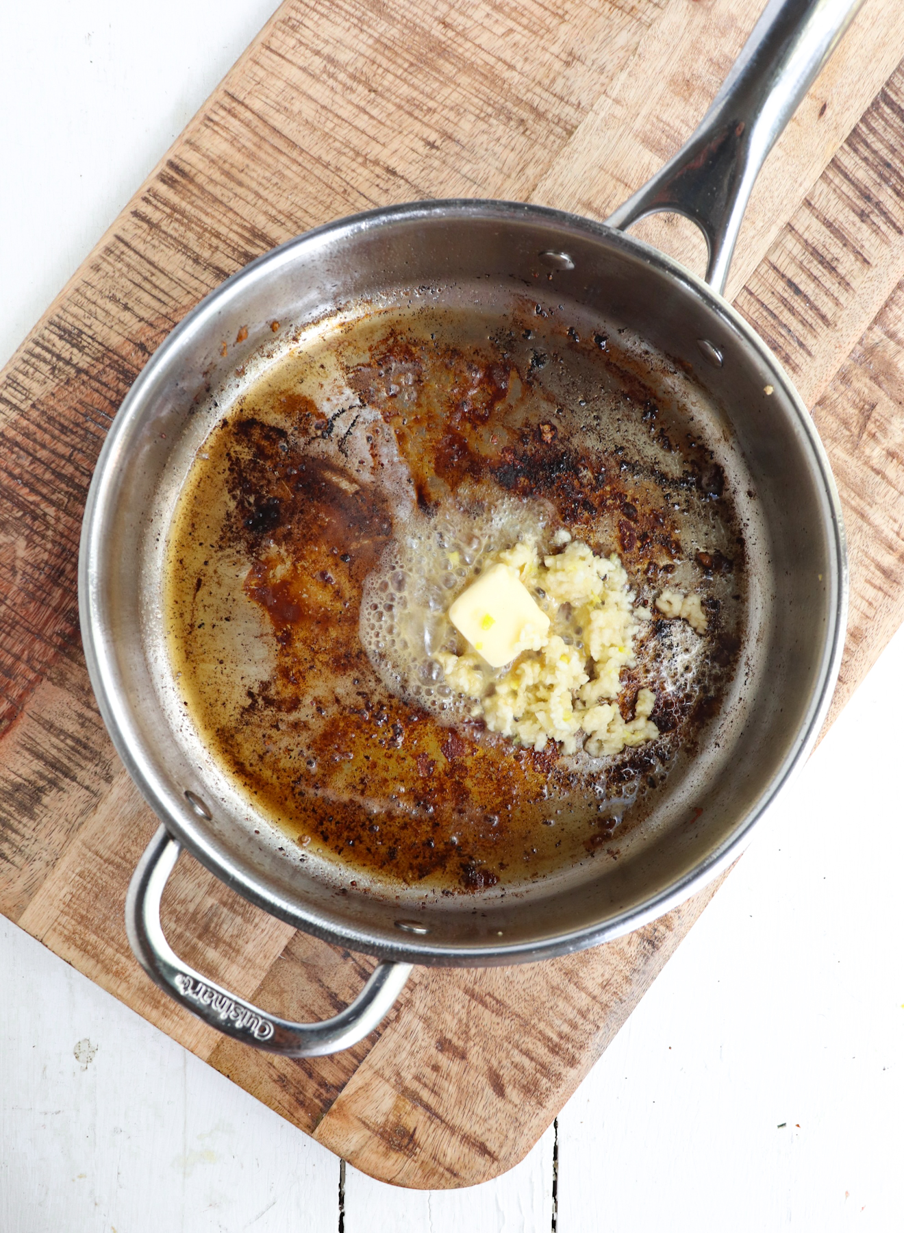 garlic and butter in a saute pan.