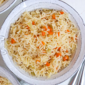 bowl of instant pot rice pilaf.