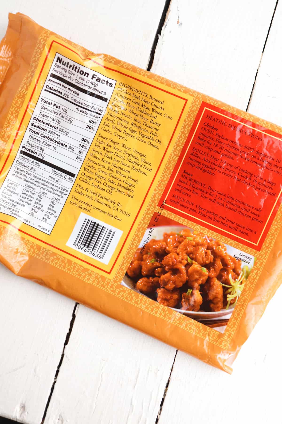 nutrition facts on trader joes orange chicken.