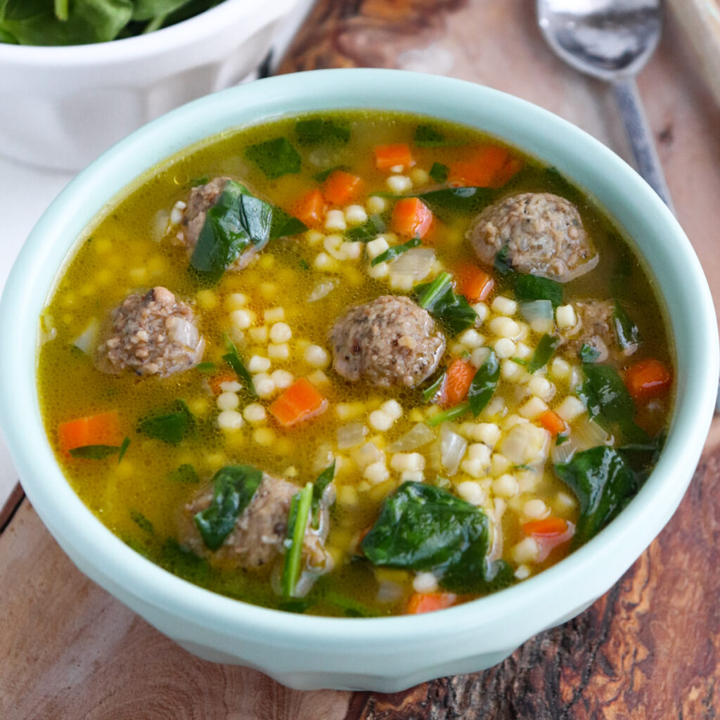 Easy Italian Wedding Soup Recipe with Frozen Meatballs - Little Broken