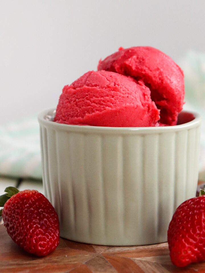 side view of scoops of sorbet.