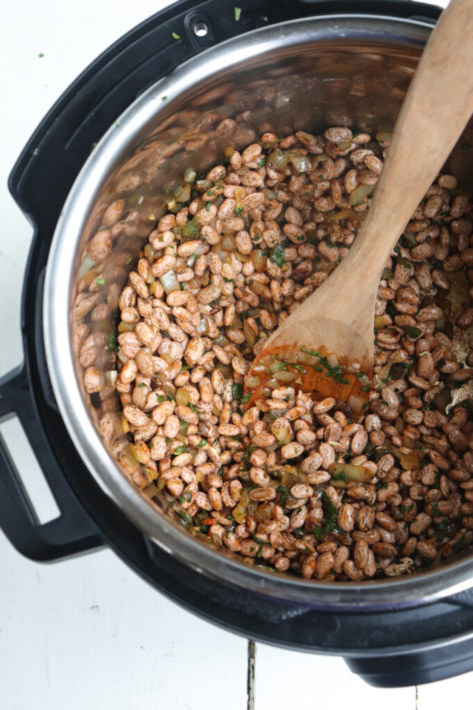 dry beans coated in oil and seasonings.