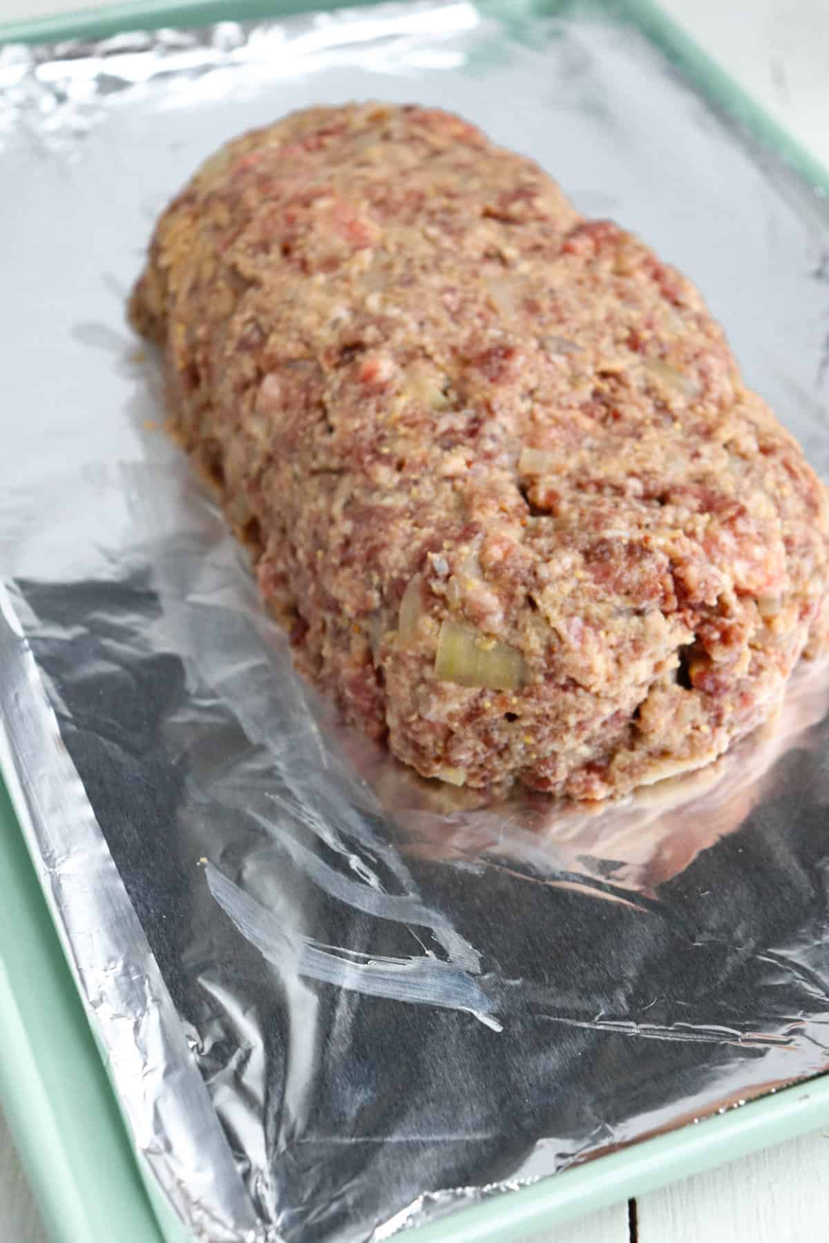 venison meatloaf on sheet pan.