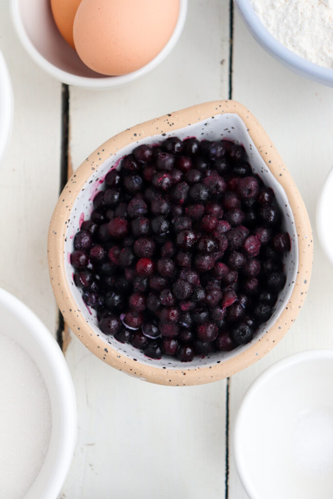 bowl of wild blueberries among other ingredients.