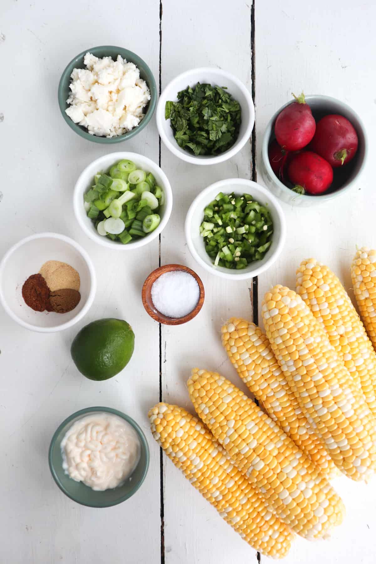 ingredients for elotes bowls.