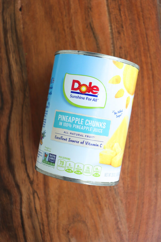 can of dole pineapple chunks.