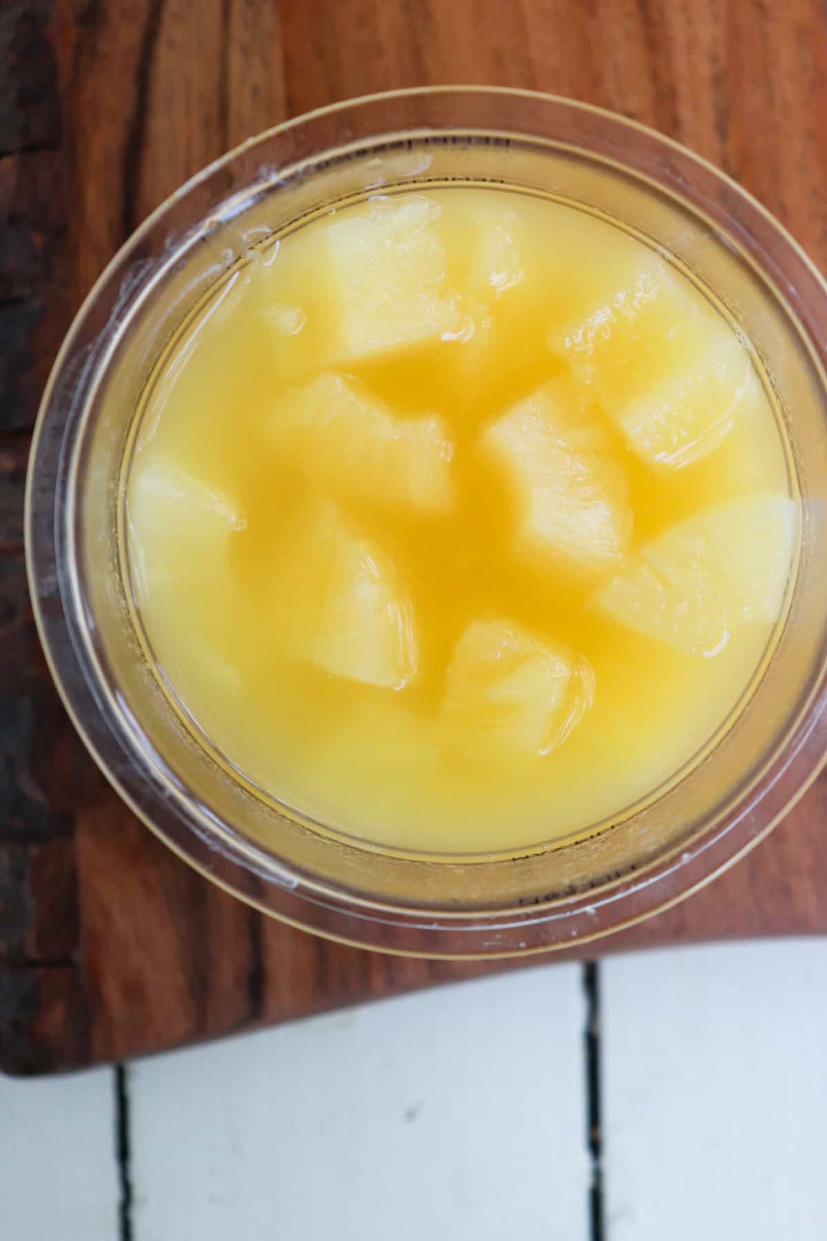canned pineapple and juice in creami pint.