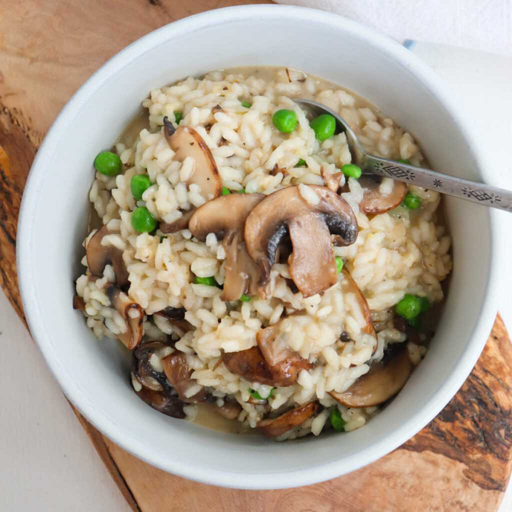 Rice, Rice Baby: Mushroom and Pea Risotto (and a Review of the