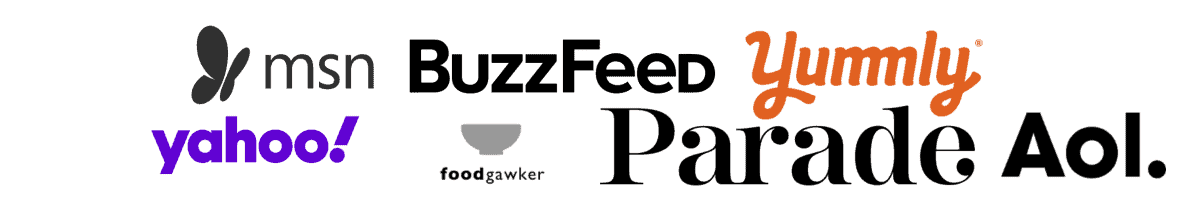 list of websites Season and Thyme has been featured on including Buzzfeed, Yummly, Parade, AOL,Foodgawker, yahoo, and msn.