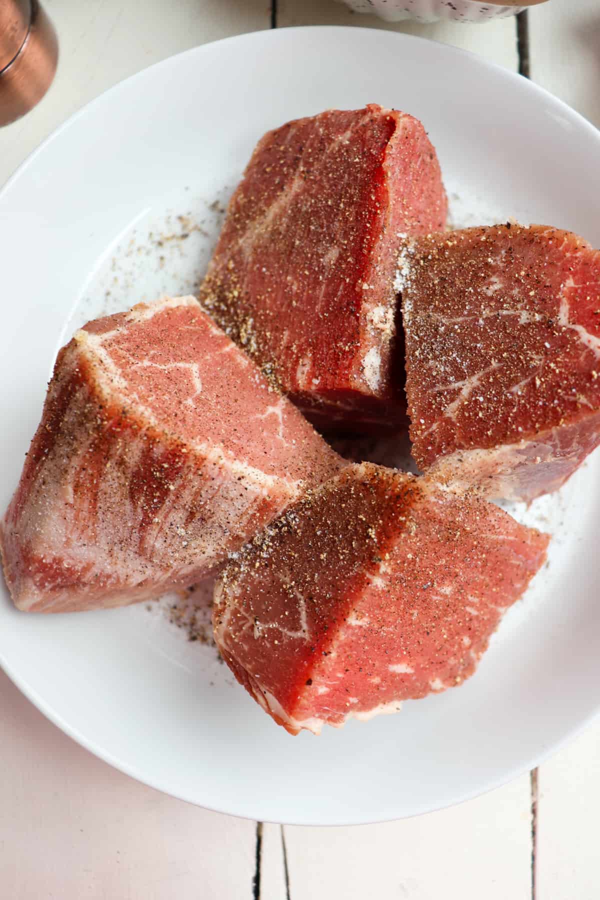 beef seasoned with salt and pepper.
