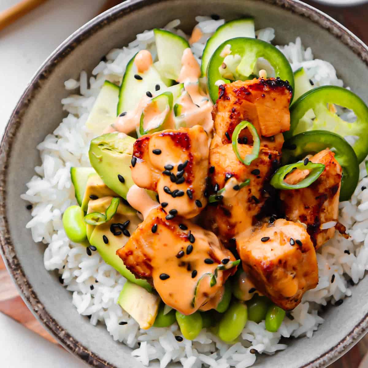 Cooked Salmon Poke Bowl
