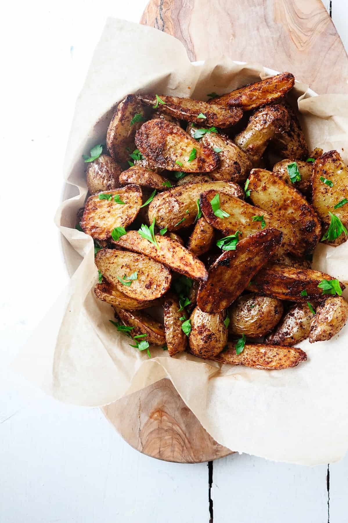 Seasoned air fryer fingerling potatoes. 