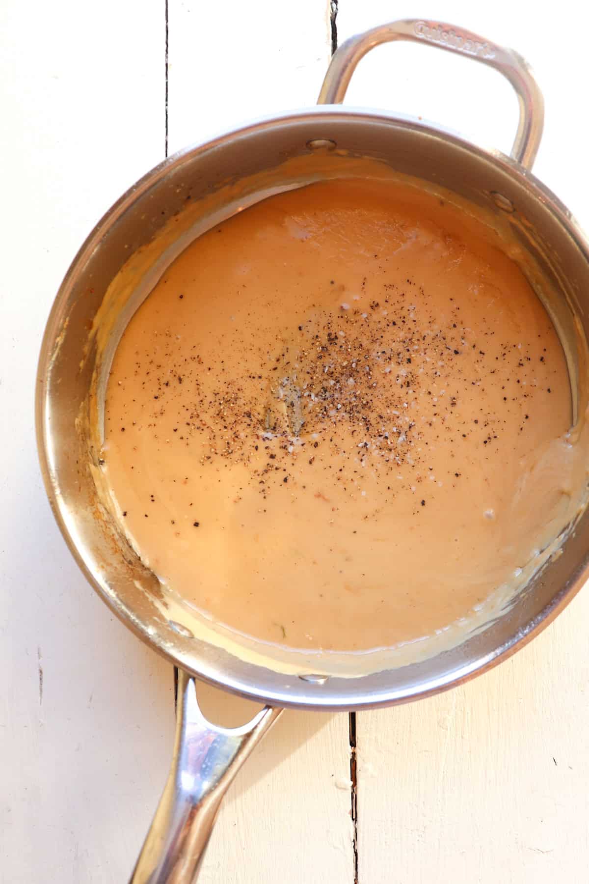 marsala sauce cooked in pan.